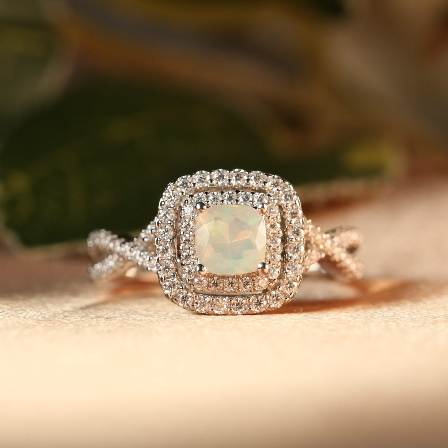 Opal engagement online ring princess cut