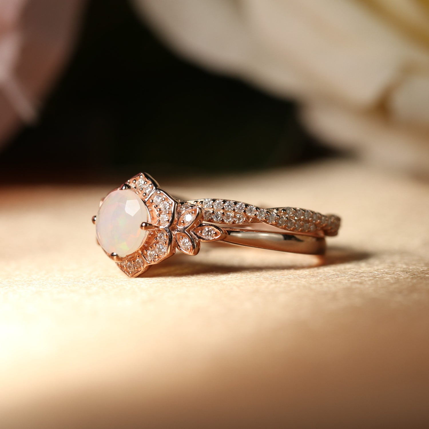 Unique Engagement Ring Nature Inspired Wedding Ring Floral Ring Rose Gold Diamond  Ring Flower Engagement Ring Diamond Wedding Ring -  Canada