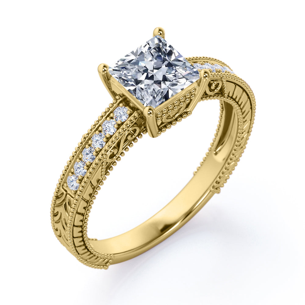 Diamond Nexus Lab Grown Diamond Engagement Ring for Women Plumeria Cushion  Cut, GIA, GCAL or IGI Certified 0.5 Ct. Center, F-G Color, VVS 1 Clarity,  14K White Gold, Ring Size 4 | Amazon.com
