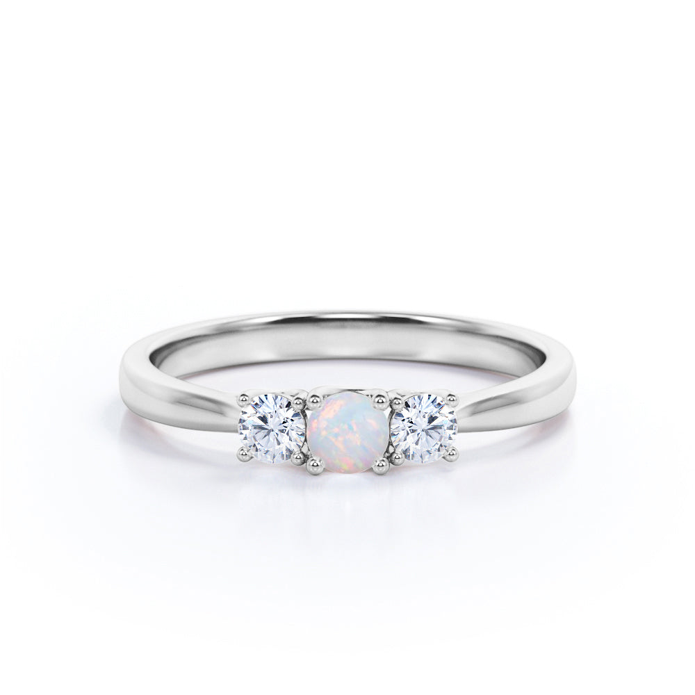 Marquise Shape Ethiopian Opal Ring with Diamond (0.75 CT, AAA Quality), 14K  Yellow Gold, US 11.50 