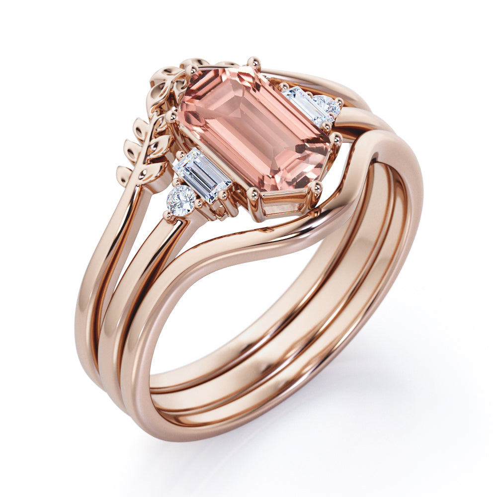 Open Leaf Diamond Engagement Ring In 14K Rose Gold